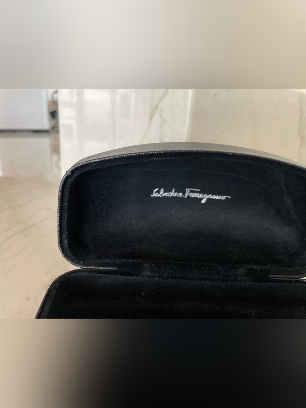 Authentic Salvatore Ferragamo Black Hard Sunglasses glasses Case Italy VGUC